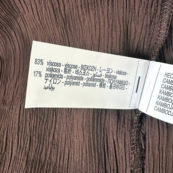 Zara Flowy Pants SzXS/S Textured Weave Chocolate Brown Boho Beach Hippie Coastal - Picture 8 of 8